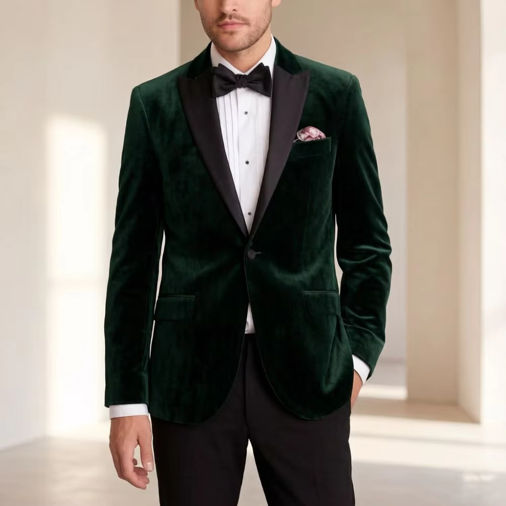 Men'S Formal Wear For Reception - Velvet Formal Suits for Men Slim