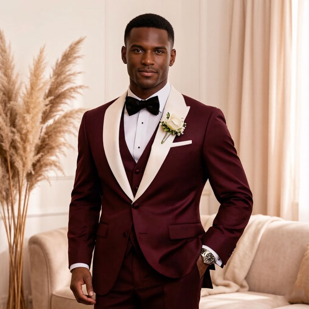 Men'S Formal Wear For Reception - 3 Pieces Formal Men Suits Peak