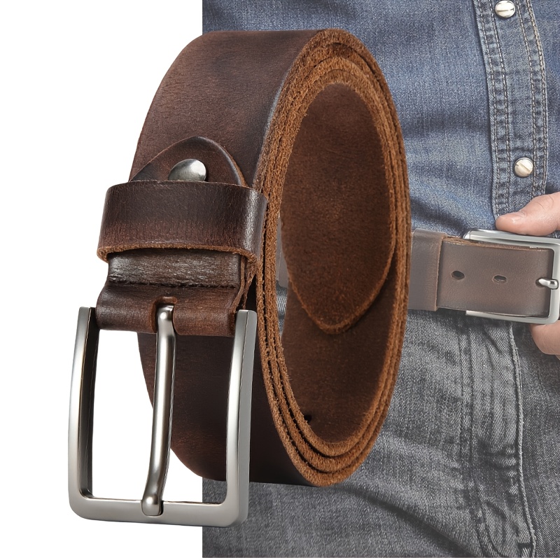Men'S Formal Wear Belt - Men's Pin Buckle Durable Genuine Leather