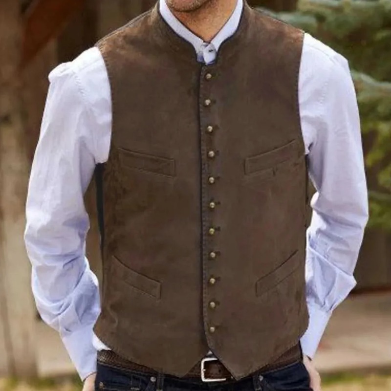 Men Vest Coffee Suede Velvet S - огляд і ціна Men Formal Wear Vest