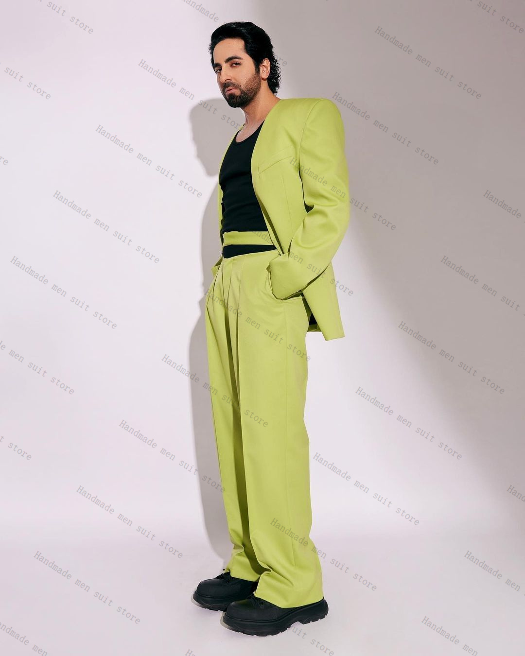 Fashion Green Men Suit Set 2 P - огляд і ціна Men'S Formal Wear For Wedding Guest