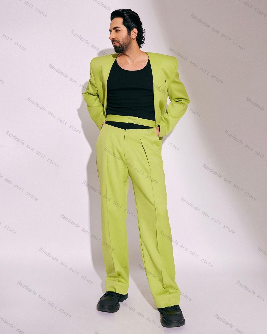 Fashion Green Men Suit Set 2 P - огляд і ціна Men'S Formal Wear For Wedding Guest