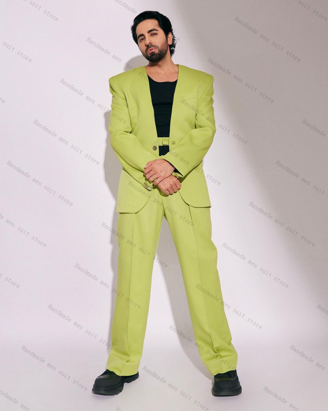 Fashion Green Men Suit Set 2 P - огляд і ціна Men'S Formal Wear For Wedding Guest