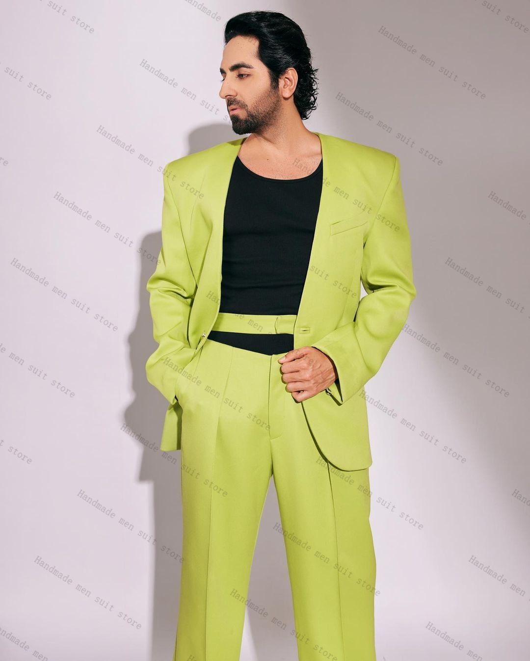 Fashion Green Men Suit Set 2 P - огляд і ціна Men'S Formal Wear For Wedding Guest