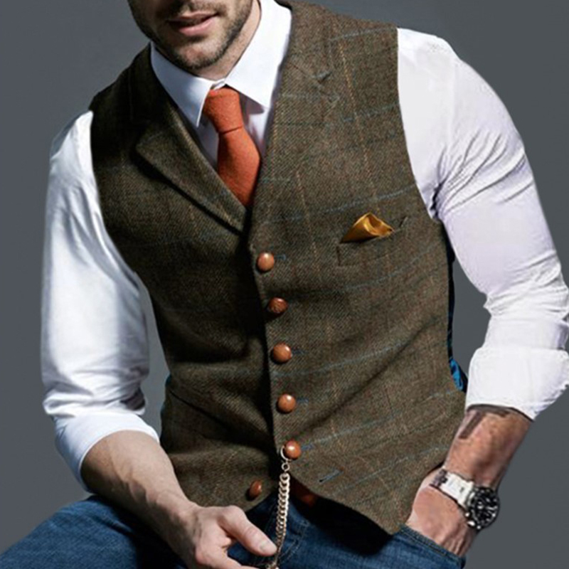 Fashion Men's Vests Lapel Twee - огляд і ціна Men Formal Wear Vest