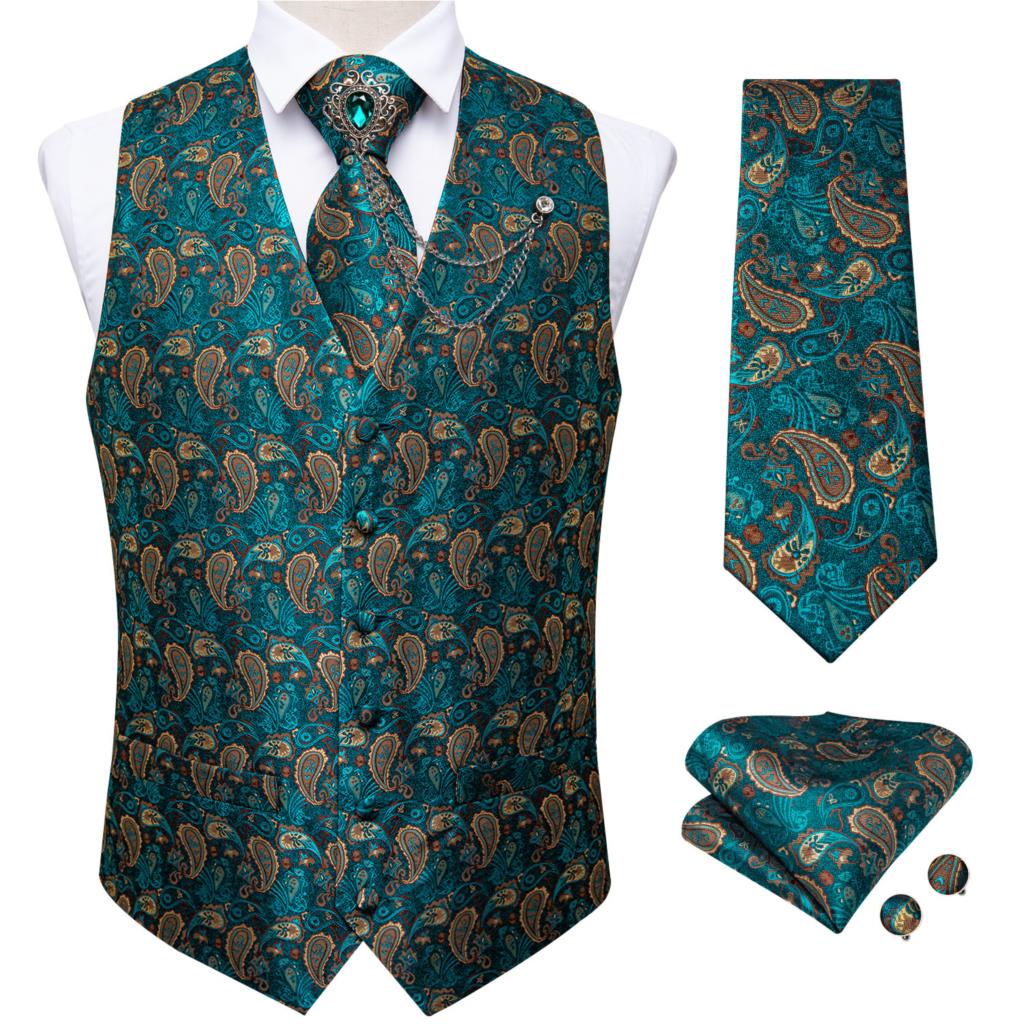 New Teal Green Paisley Formal  - огляд і ціна Men Formal Wear Vest