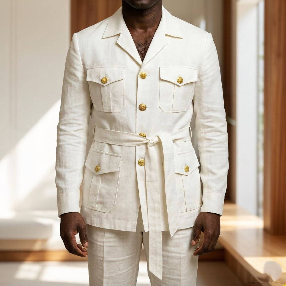 Mens Off White Linen Safari Su - огляд і ціна Men'S Formal Wear Belt