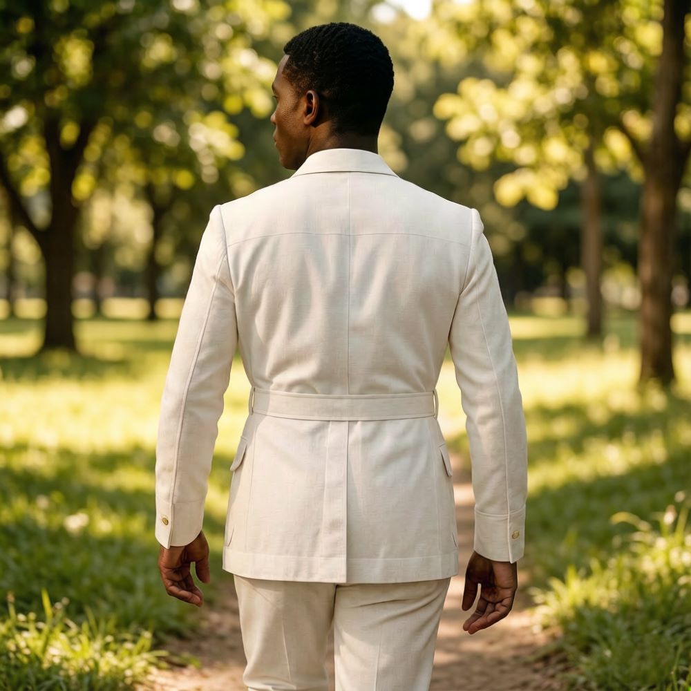 Mens Off White Linen Safari Su - огляд і ціна Men'S Formal Wear Belt